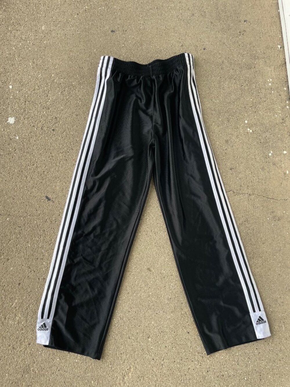 Vintage Y2K Adidas Black Wide Leg Track Pants Tearaway Womens L Streetwear 3 S